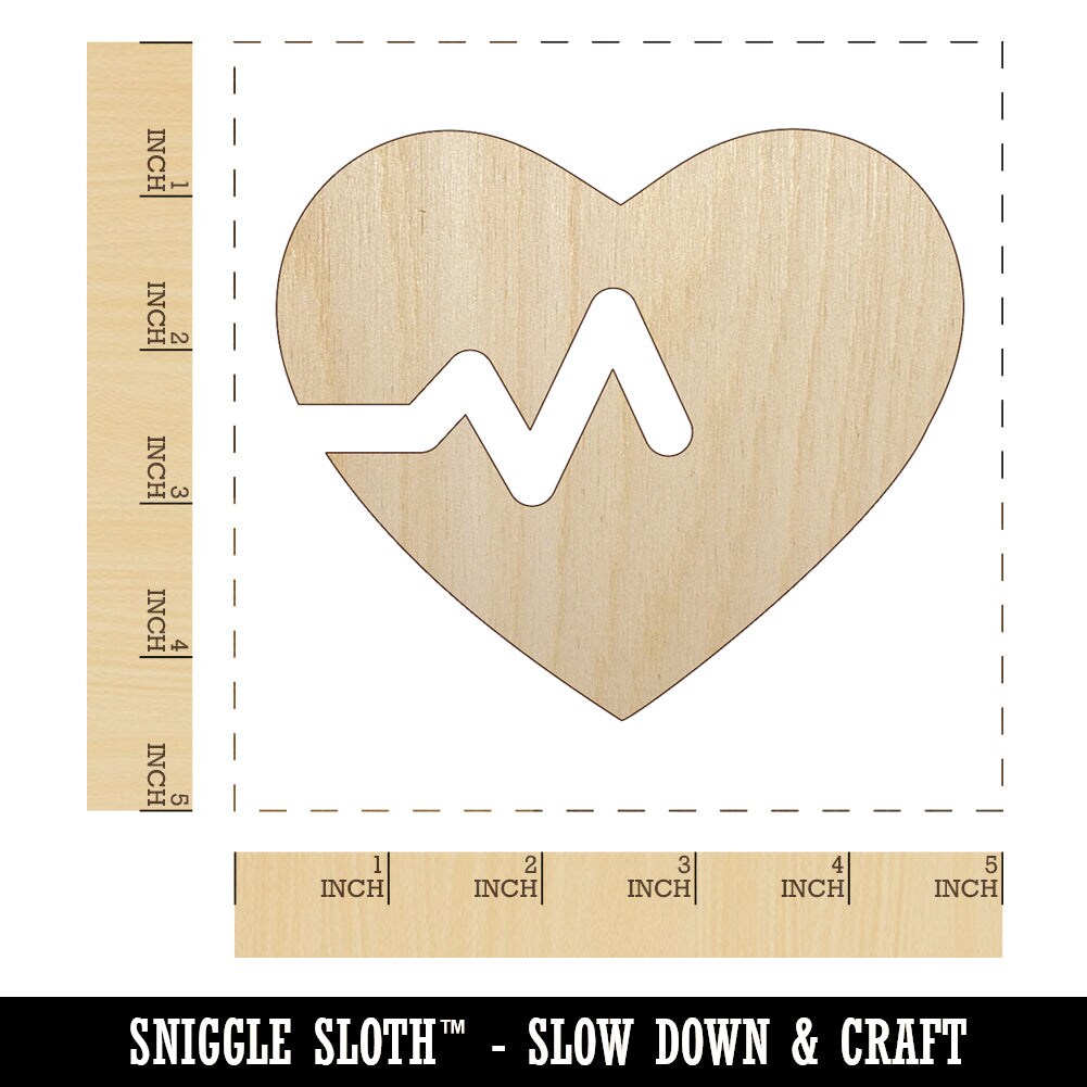 Heart Beat Unfinished Wood Shape Piece Cutout for DIY Craft Projects