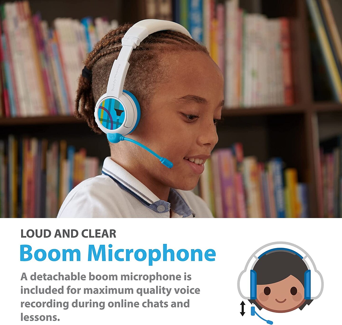 BuddyPhones Wireless School+ Green - beam mic and extra audio cable