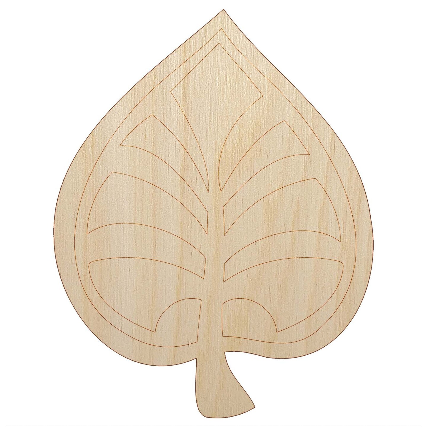 Intricate Leaf Design Unfinished Wood Shape Piece Cutout for DIY Craft Projects