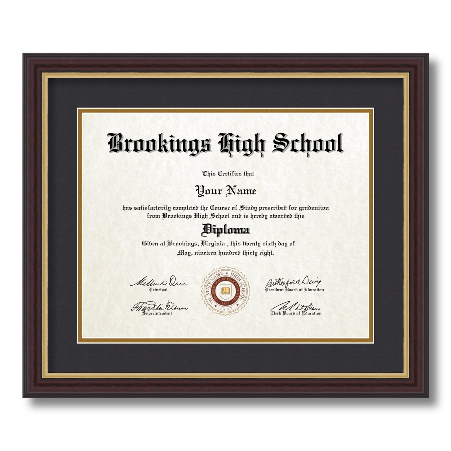 ArtToFrames 11x14 inch Diploma Frame - Framed with Black and Gold Mats, Comes with Regular Glass and Sawtooth Hanger for Wall Hanging (D-11x14)