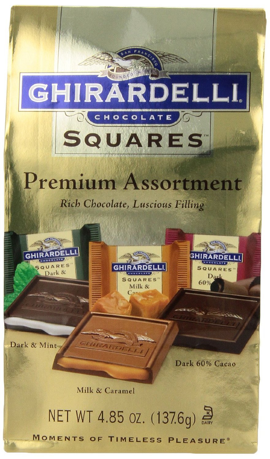 Chocolate Squares, Premium Assortment, 4.85-Ounce Packages (Case of 6)
