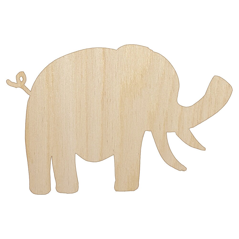 Elephant Doodle Solid Unfinished Wood Shape Piece Cutout for DIY Craft Projects