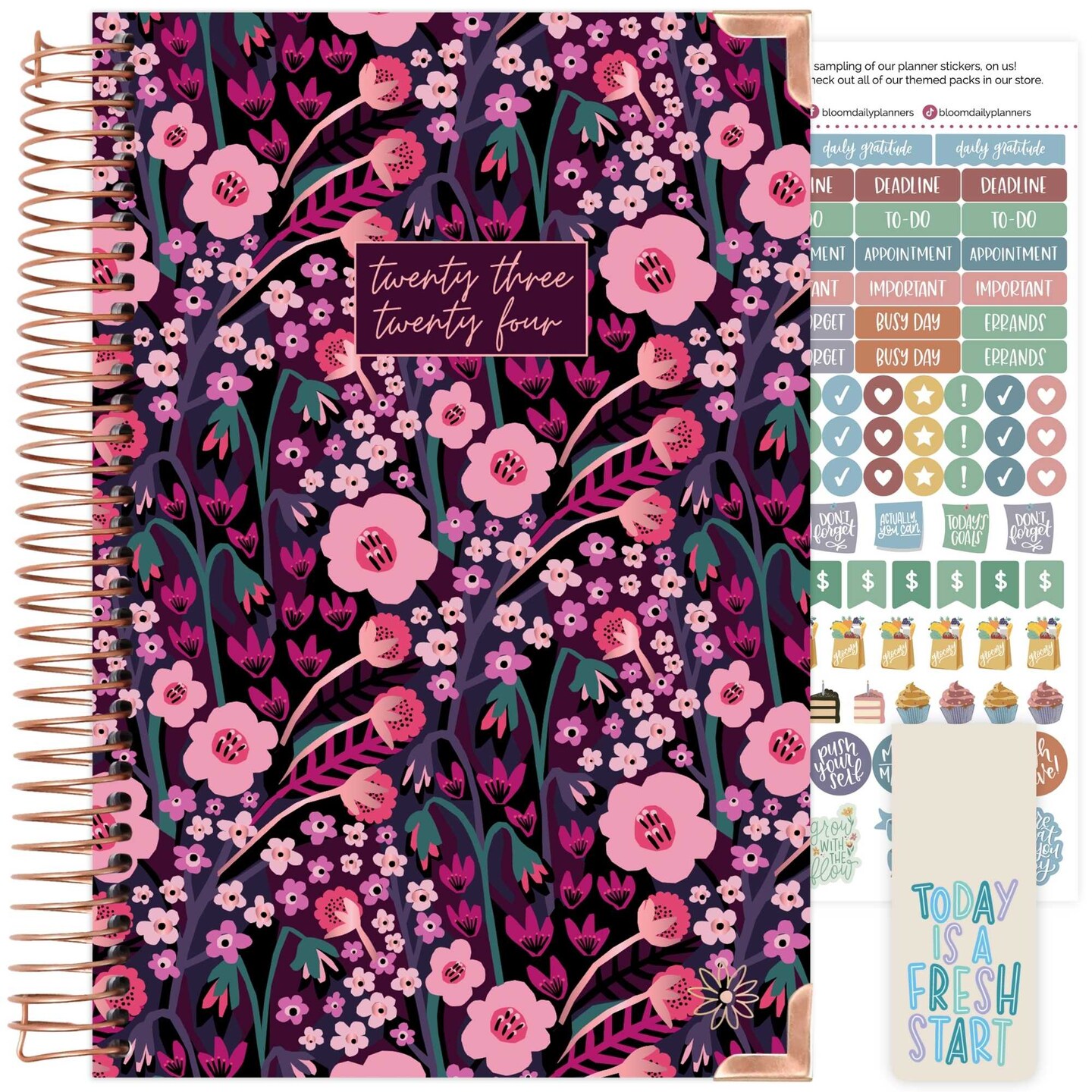 bloom daily planners 202324 Hard Cover Planner, 5.5" x 8.25", Poppy