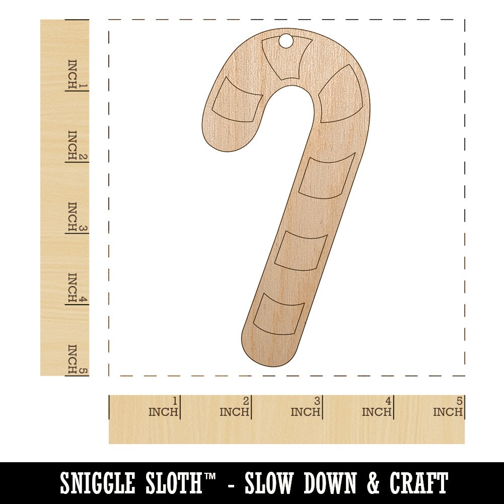 Candy Cane Christmas Unfinished Craft Wood Holiday Christmas Tree DIY Pre-Drilled Ornament