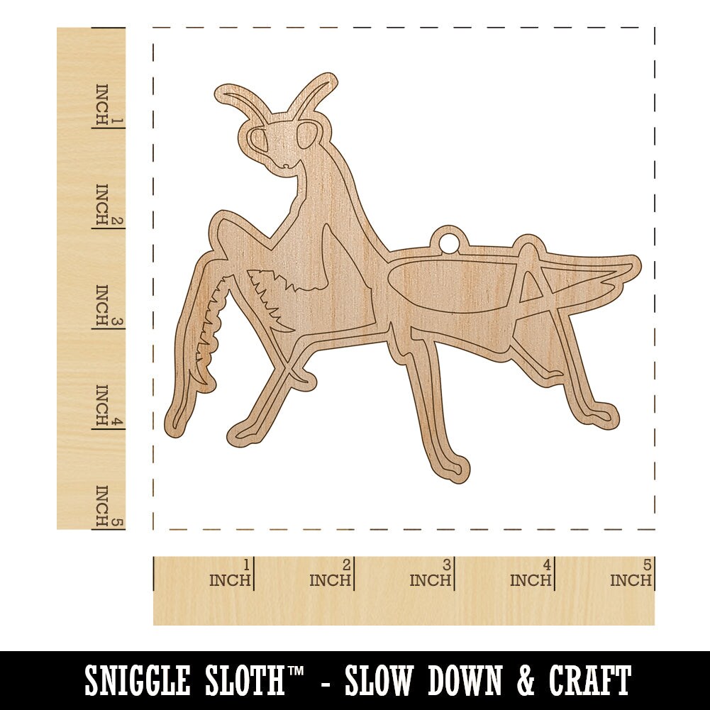 Praying Mantis Insect Unfinished Craft Wood Holiday Christmas Tree DIY Pre-Drilled Ornament