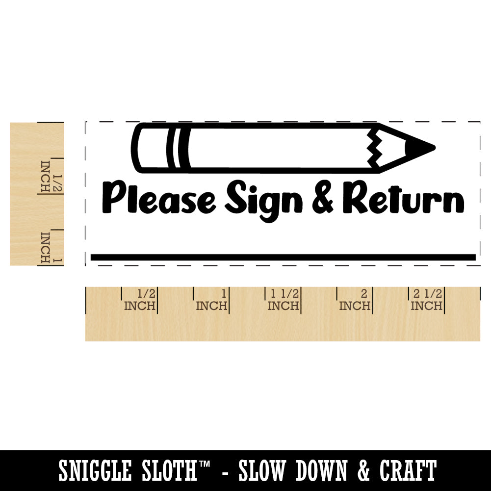 Please Sign and Return Pencil School Self-Inking Rubber Stamp Ink Stamper