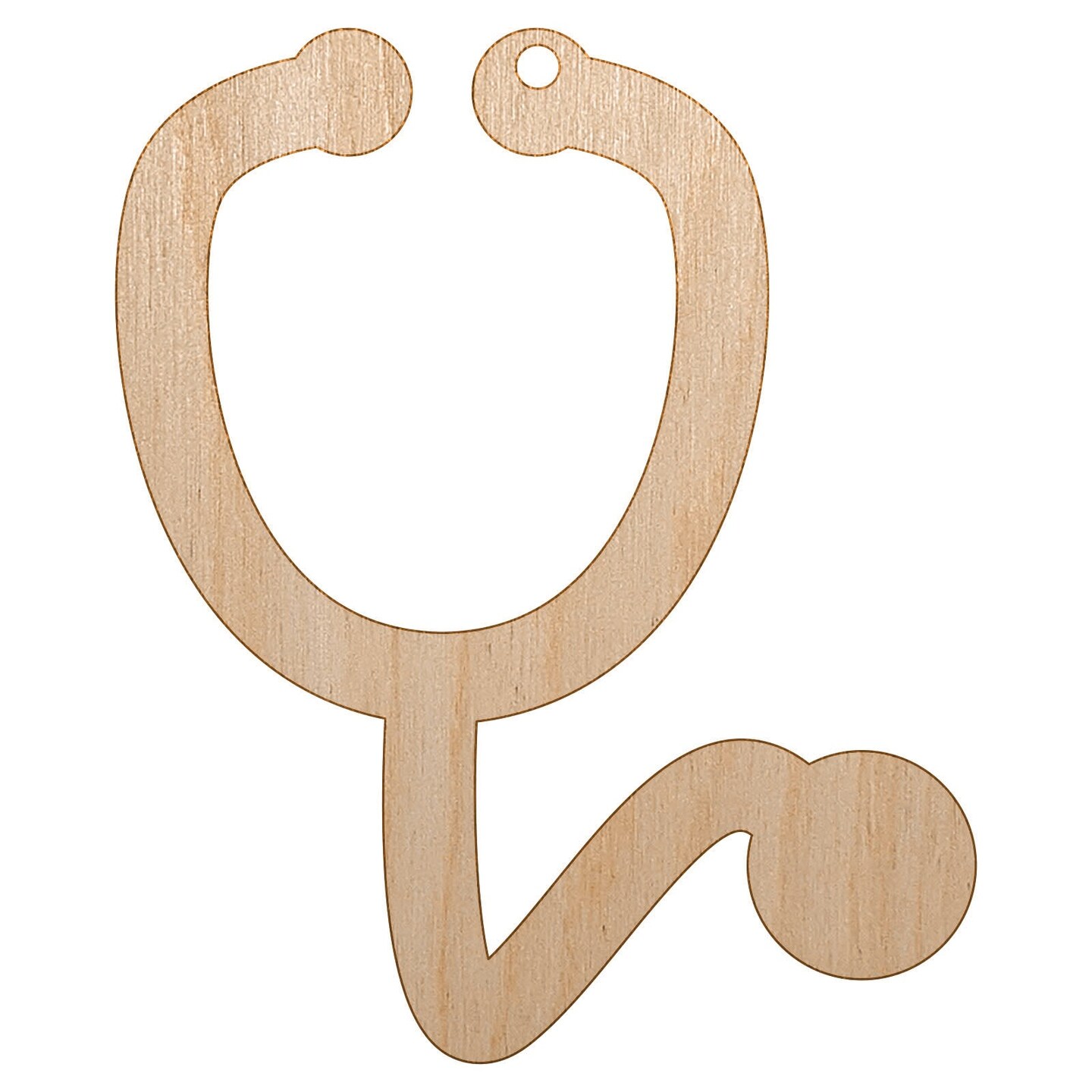 Stethoscope Medical Doctor Nurse Unfinished Craft Wood Holiday Christmas Tree DIY Pre-Drilled Ornament