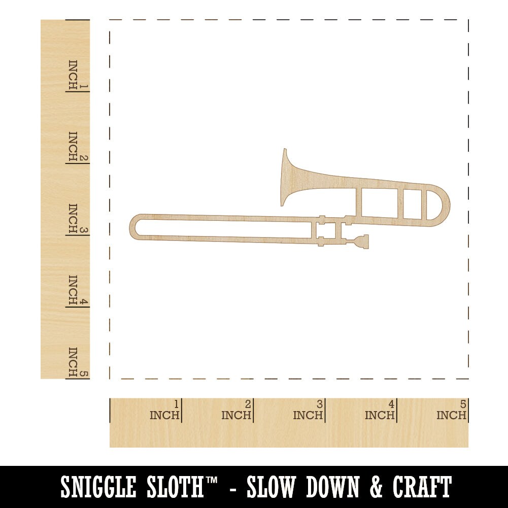 Trombone Music Instrument Silhouette Unfinished Wood Shape Piece Cutout for DIY Craft Projects