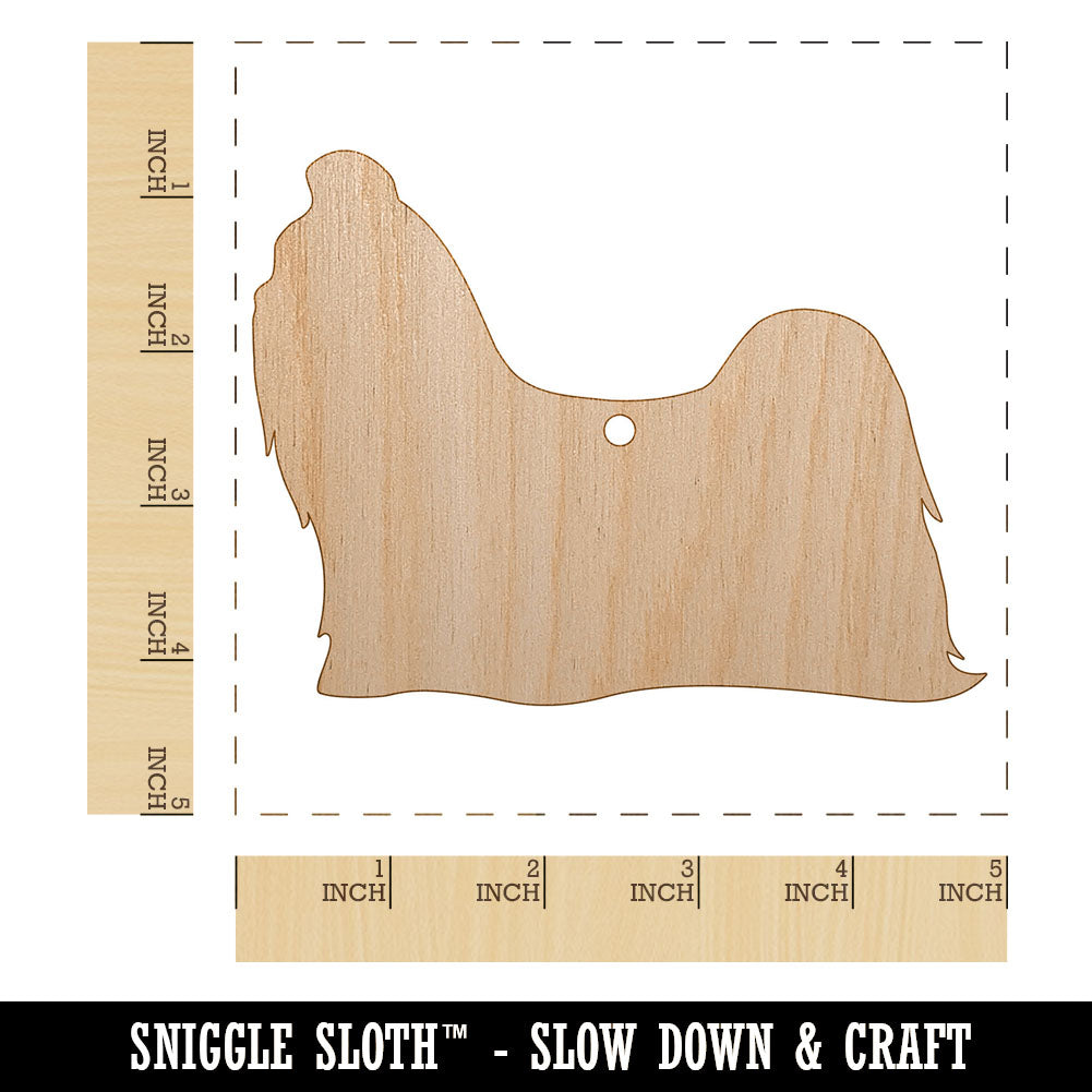Shih Tzu Dog Solid Unfinished Craft Wood Holiday Christmas Tree DIY Pre-Drilled Ornament