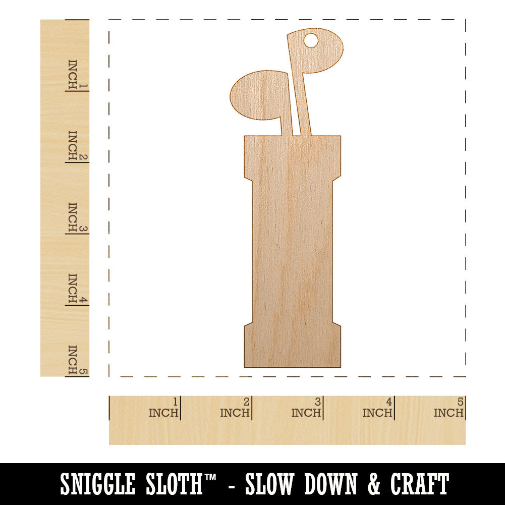 Golf Clubs Bag Unfinished Craft Wood Holiday Christmas Tree DIY Pre-Drilled Ornament