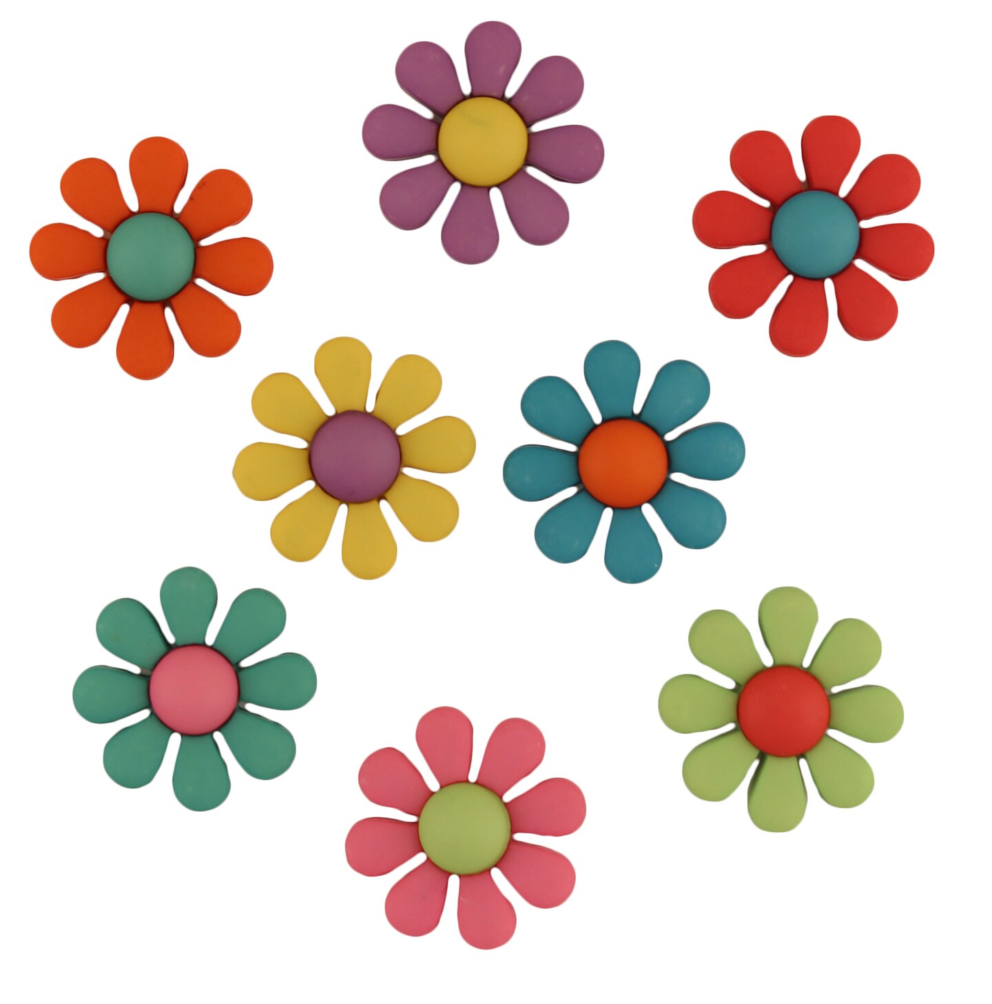 Buttons Galore and More Craft &#x26; Sewing Buttons - Funky Flowers - 24 Buttons