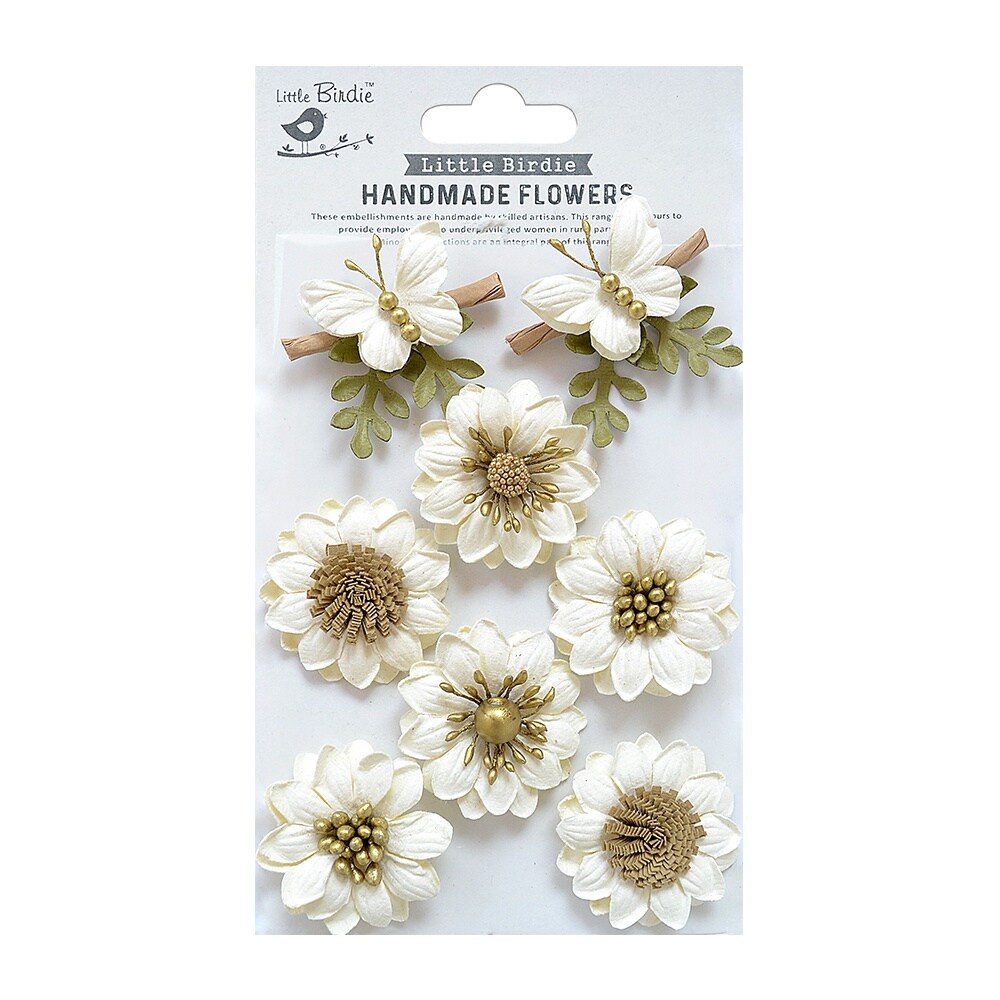 Little Birdie Arcadia Paper Flowers 8/Pkg