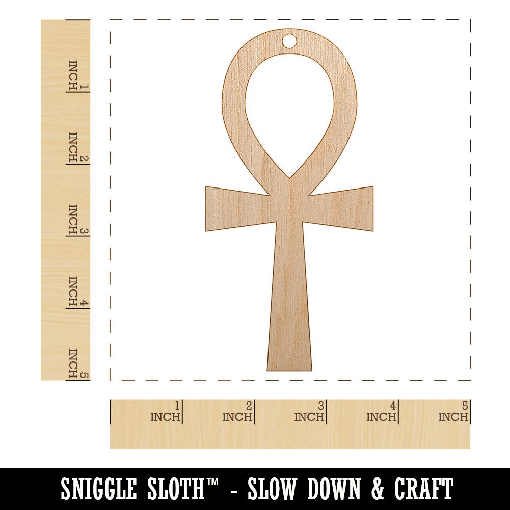 Coptic Cross Ankh Egyptian Hieroglyphic Unfinished Craft Wood Holiday Christmas Tree DIY Pre-Drilled Ornament