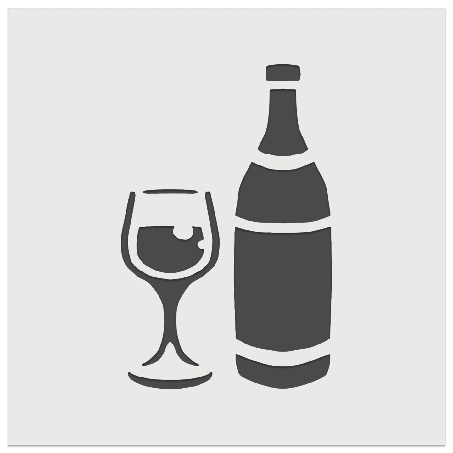 Fancy Wine Bottle and Glass Wall Cookie DIY Craft Reusable Stencil