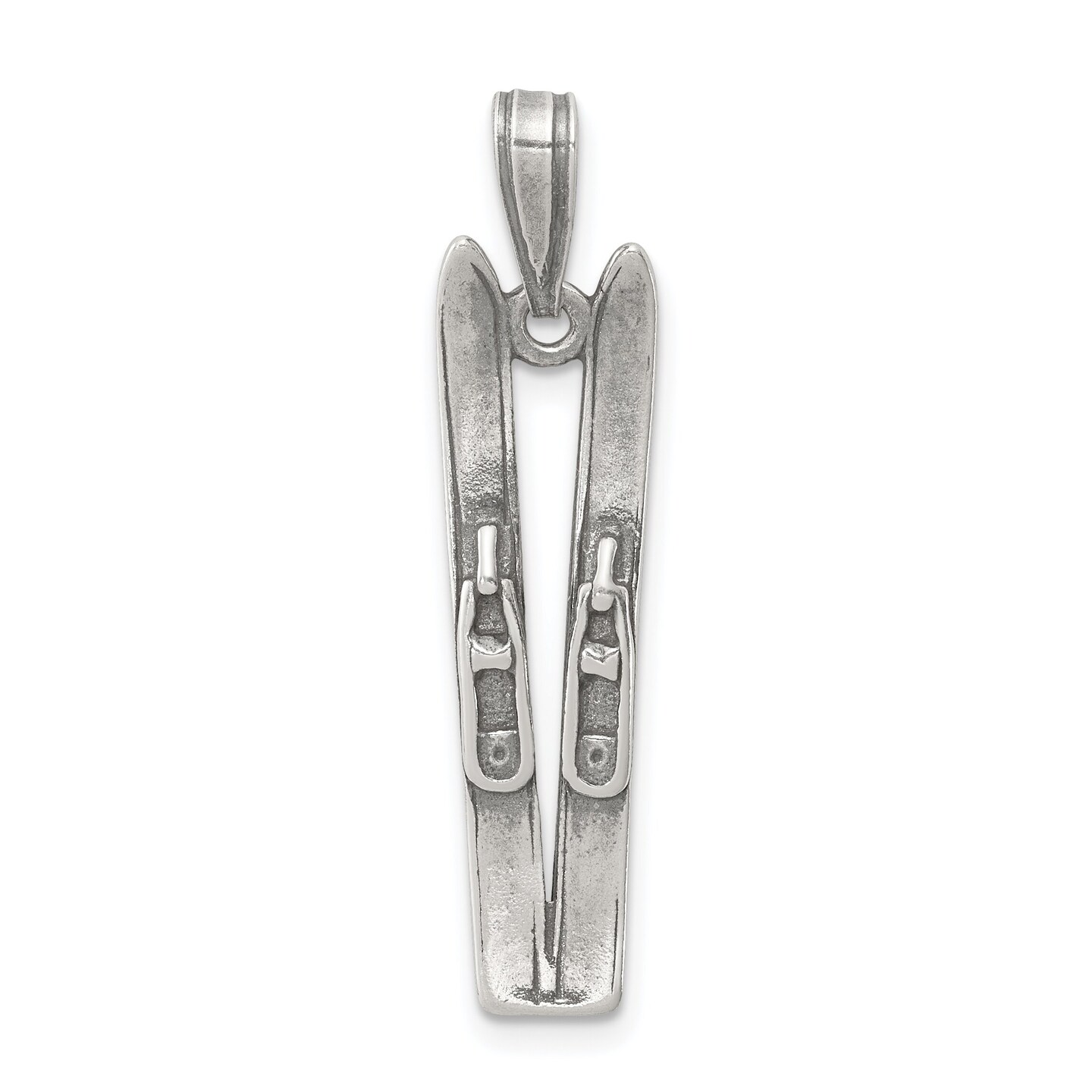 Sterling Silver Antiqued Ski's Charm Pendant Jewelry 25mm x 9mm