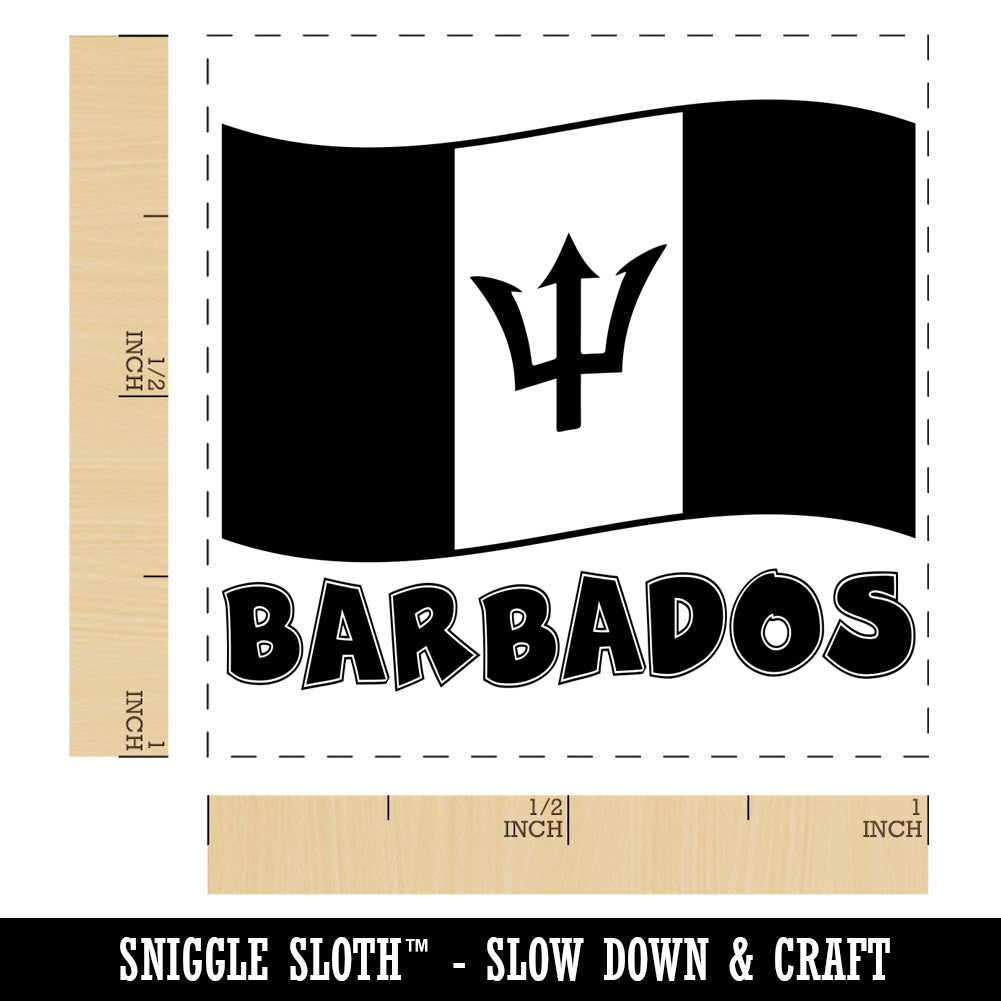 Barbados with Waving Flag Cute SelfInking Rubber Stamp Ink Stamper