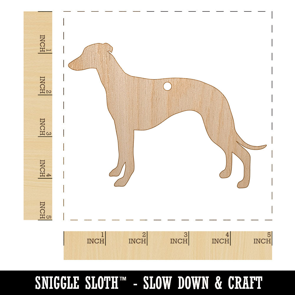 Whippet Dog Solid Unfinished Craft Wood Holiday Christmas Tree DIY Pre-Drilled Ornament