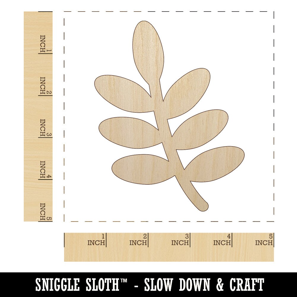 Leaf Branch Solid Unfinished Wood Shape Piece Cutout for DIY Craft Projects