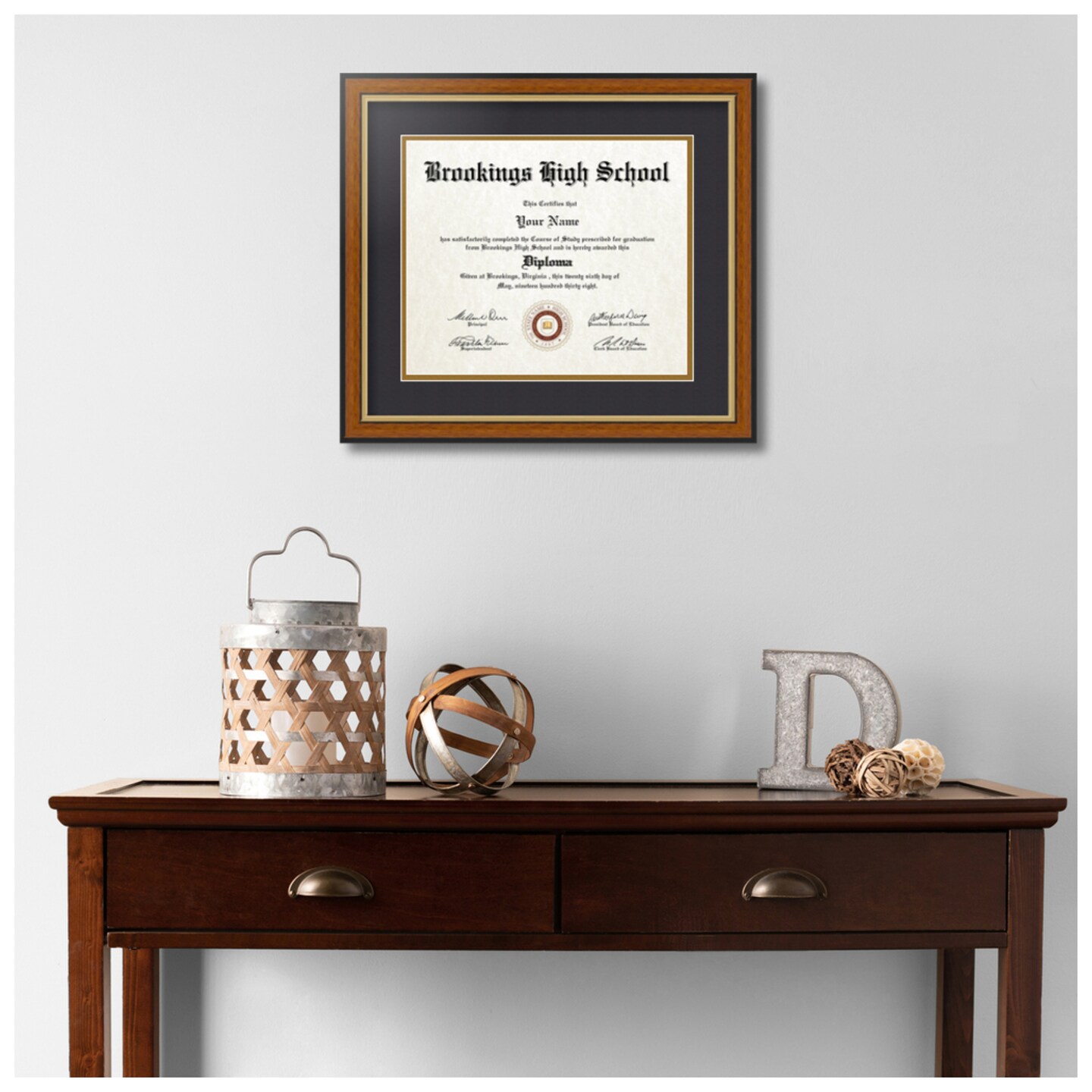 ArtToFrames 10x12 inch Diploma Frame - Framed with Black and Gold Mats, Comes with Regular Glass and Sawtooth Hanger for Wall Hanging (D-10x12)
