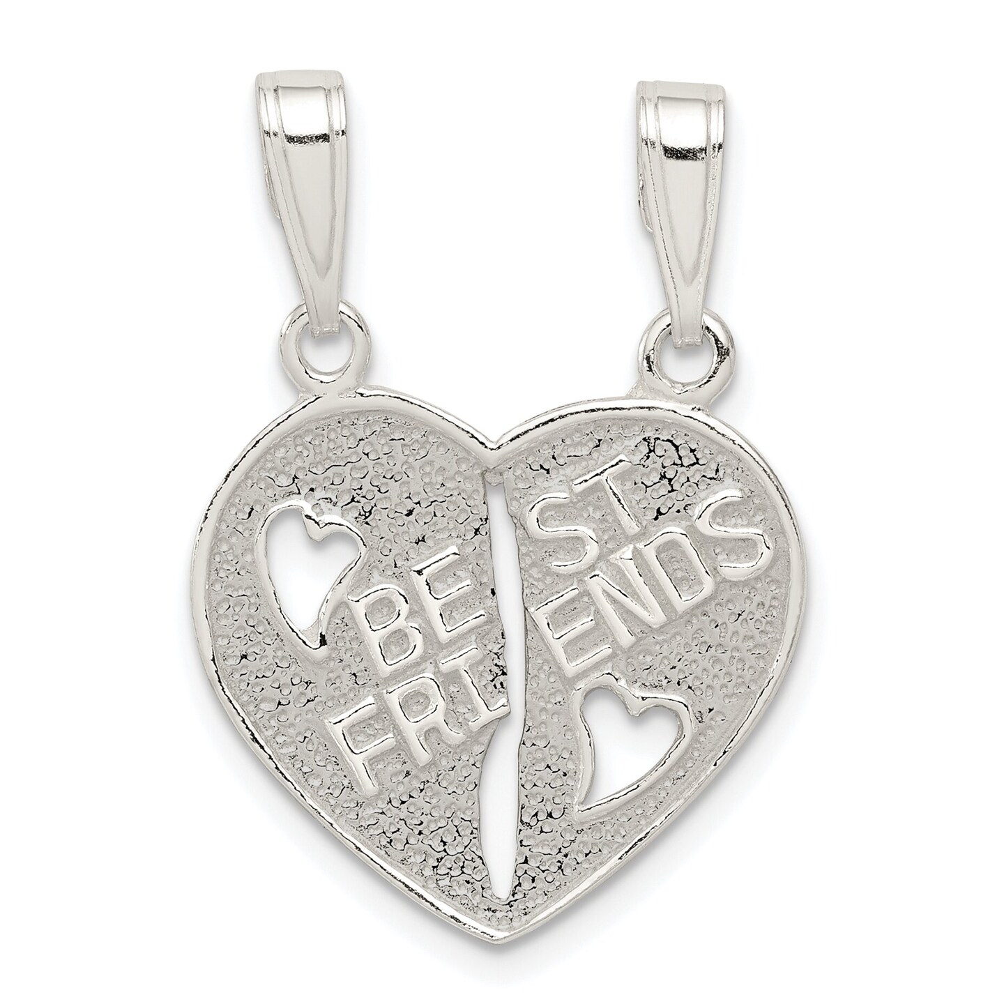 Sterling Silver Best Friends Break Apart Heart Charm Jewerly 20mm x 9mm