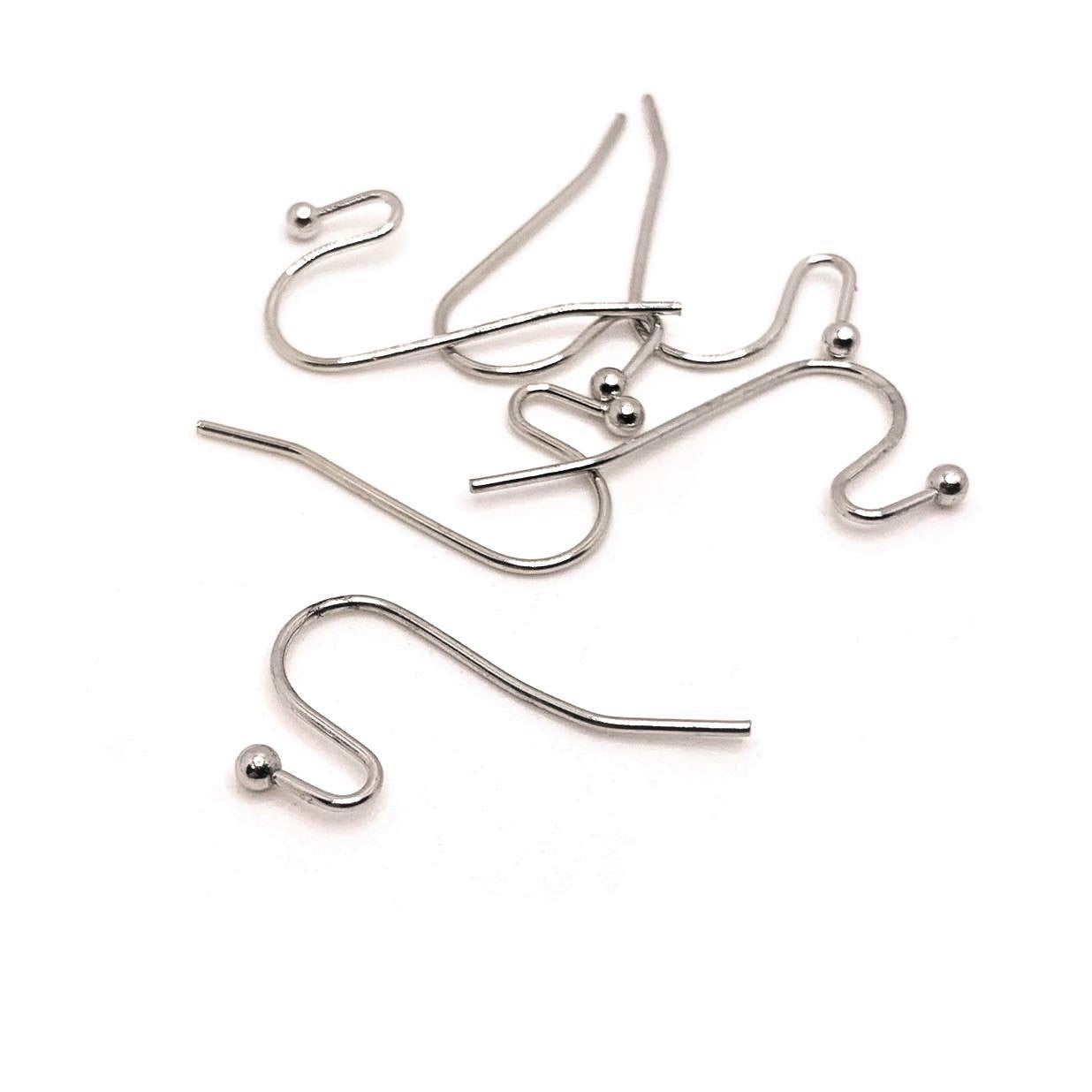100 or 500 Pieces: Antique Silver Rhodium Shepherd Fish Hook Earring Wires