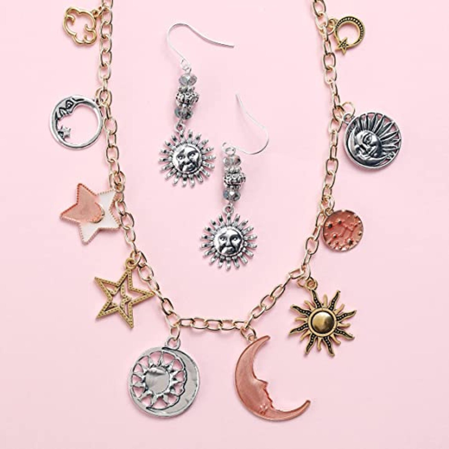 Incraftables 80pcs Butterfly Charms Pendants &#x26; 120pcs Sun, Moon &#x26; Star Charms Pendants for DIY Bracelets, Jewelry, Keychain &#x26; Necklace Making.