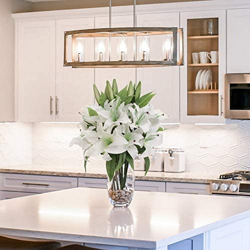 34" Artificial Casablanca Lily Stem - Realistic Silk Floral Accent for Elegant Arrangements, Floral Home by Artificial Flowers