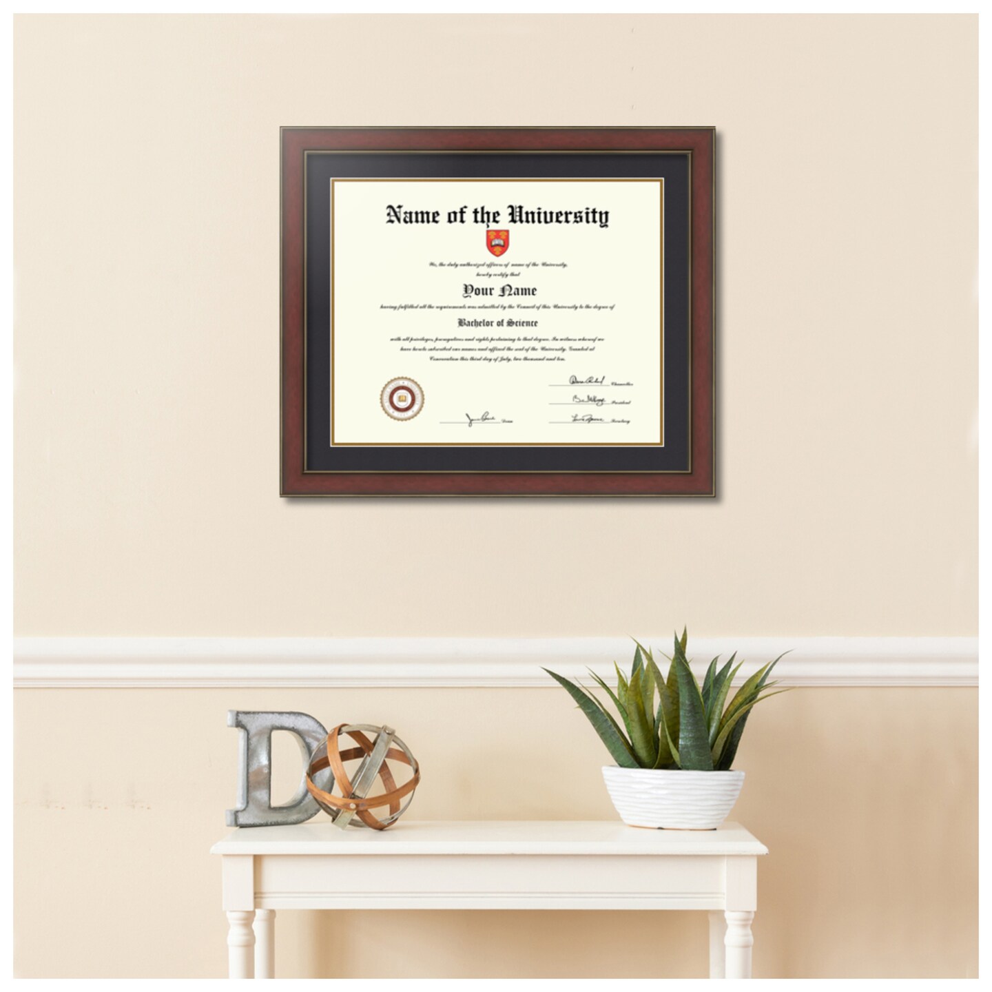 ArtToFrames 16x20 inch Diploma Frame - Framed with Black and Gold Mats, Comes with Regular Acrylic and Sawtooth Hanger for Wall Hanging (D-16x20)