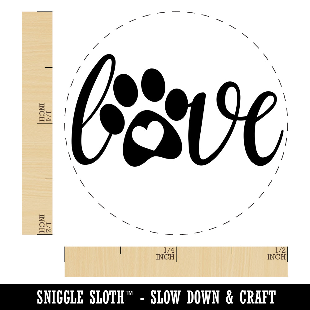 Love Script Paw Print with Heart Dog Cat Self-Inking Rubber Stamp for Stamping  Crafting Planners