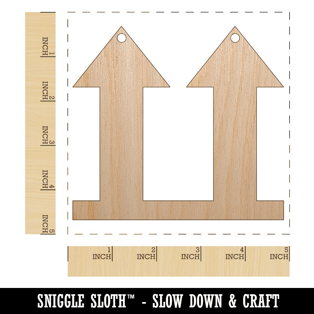 This Side Up Symbol Icon Unfinished Craft Wood Holiday Christmas Tree DIY Pre-Drilled Ornament