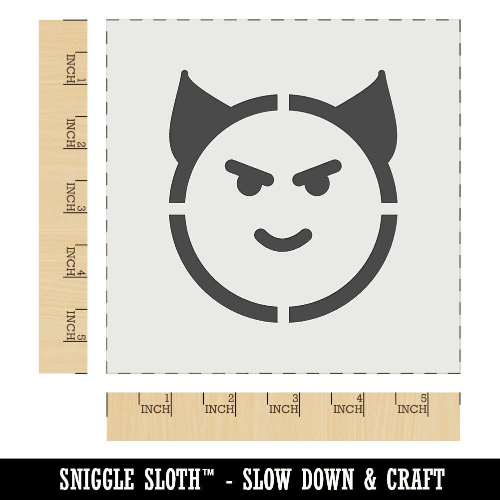 Happy Devil Face Emoticon Wall Cookie DIY Craft Reusable Stencil