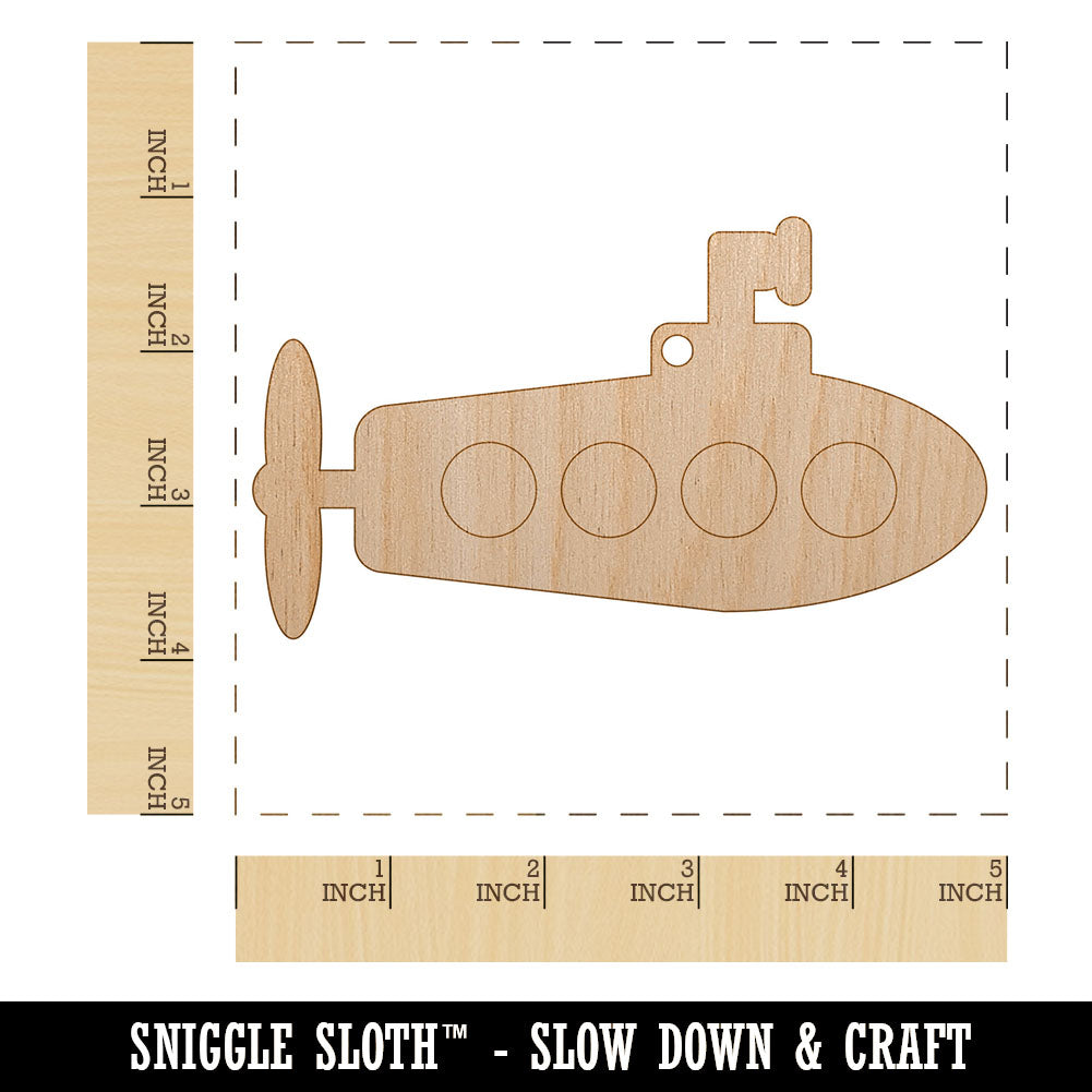Submarine Doodle Unfinished Craft Wood Holiday Christmas Tree DIY Pre-Drilled Ornament