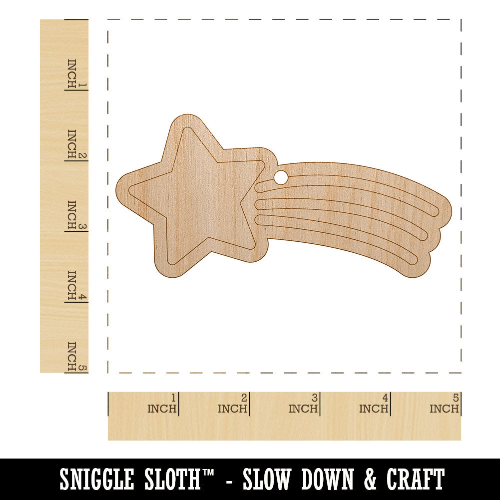 Shooting Star Unfinished Craft Wood Holiday Christmas Tree DIY Pre-Drilled Ornament