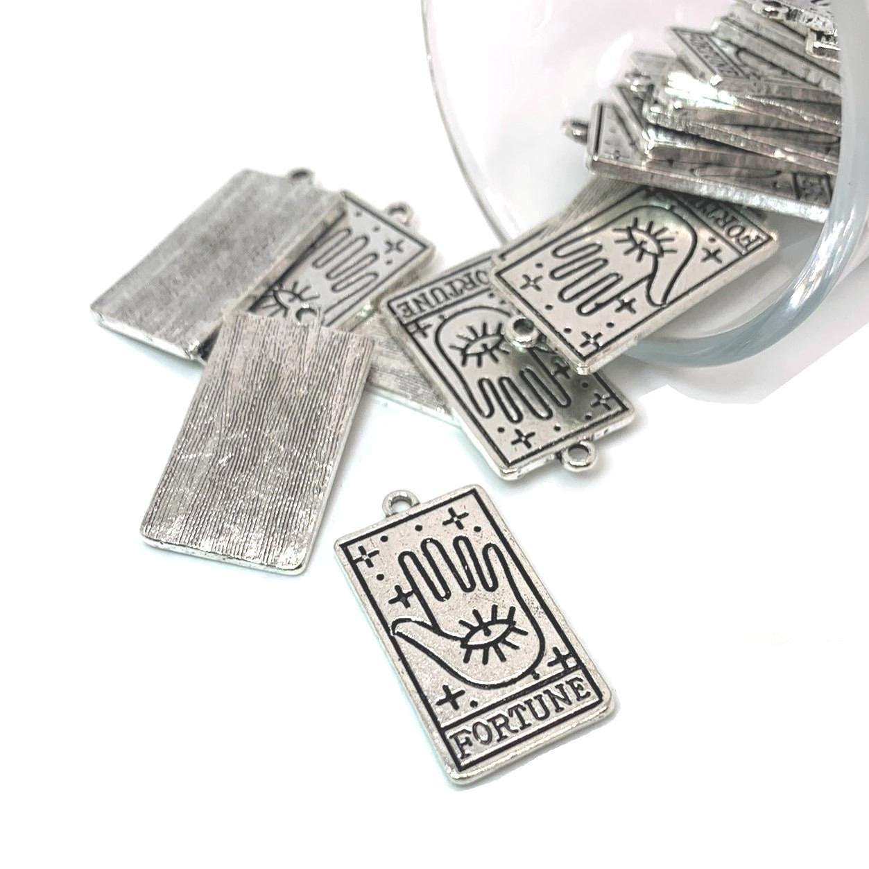 1, 4, 20 or 50 Pieces: The Fortune Silver Tarot Card Fortune Teller Pendant