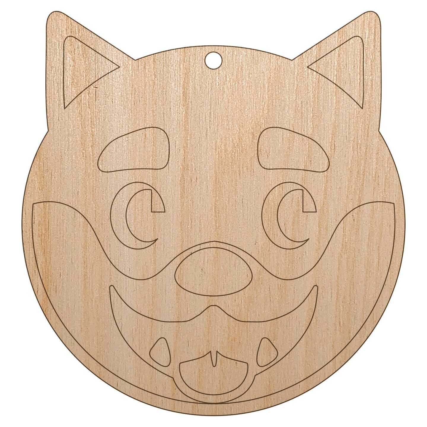 Husky Dog Face Side Eye Unfinished Craft Wood Holiday Christmas Tree DIY Pre-Drilled Ornament
