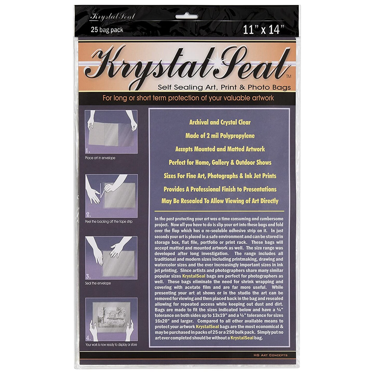 Creative Mark Krystal Seal ATC Art and Photo Bags - Archival Polyethylene Sealing Bags for Paintings, Artwork and Photo Storage