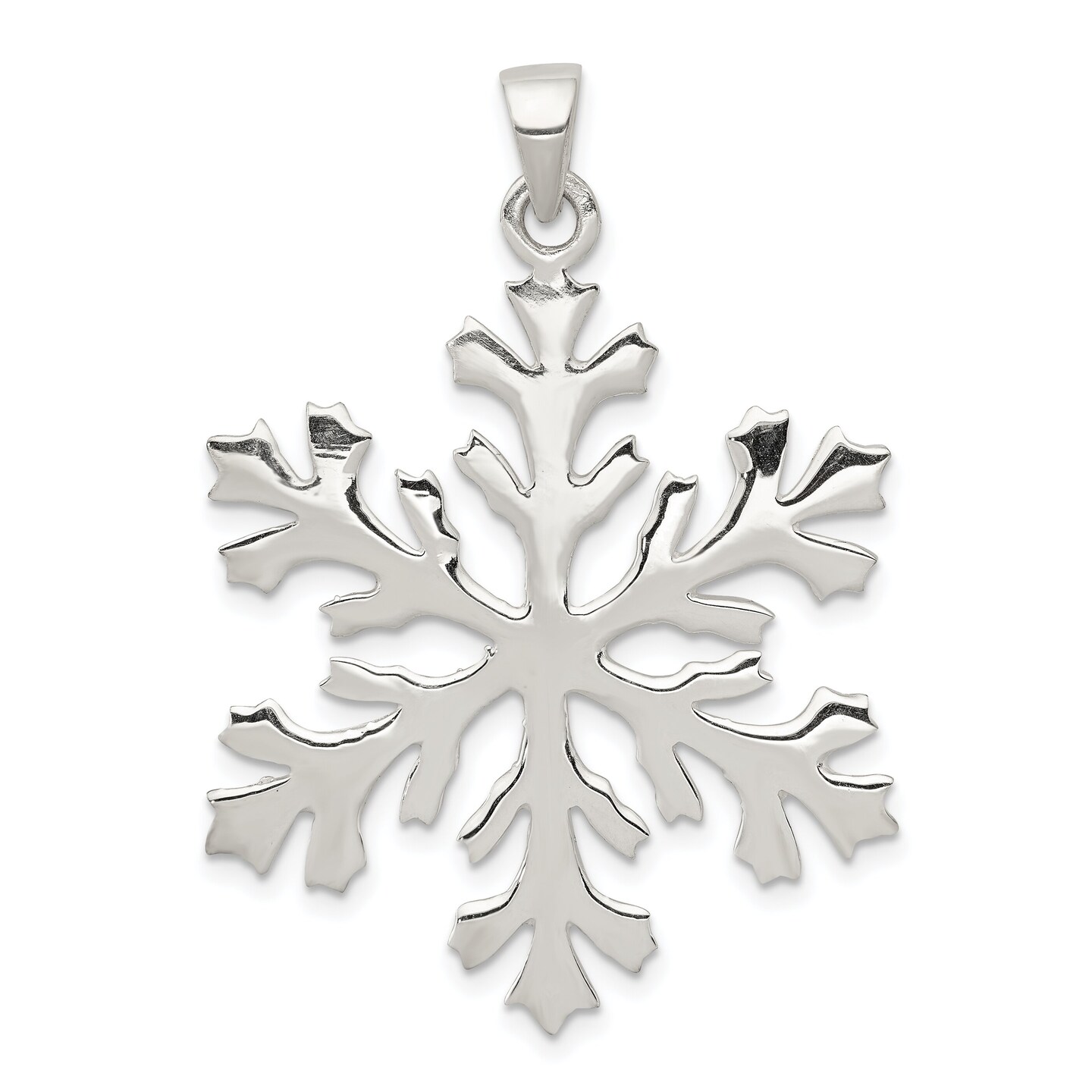 Sterling Silver Snowflake Pendant Charm Winter Jewelry 42 X 30mm