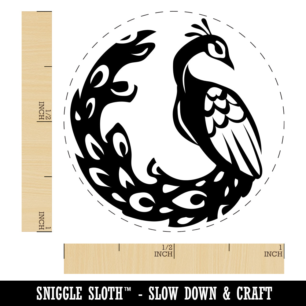 Elegant Sitting Peacock Self-Inking Rubber Stamp for Stamping Crafting Planners