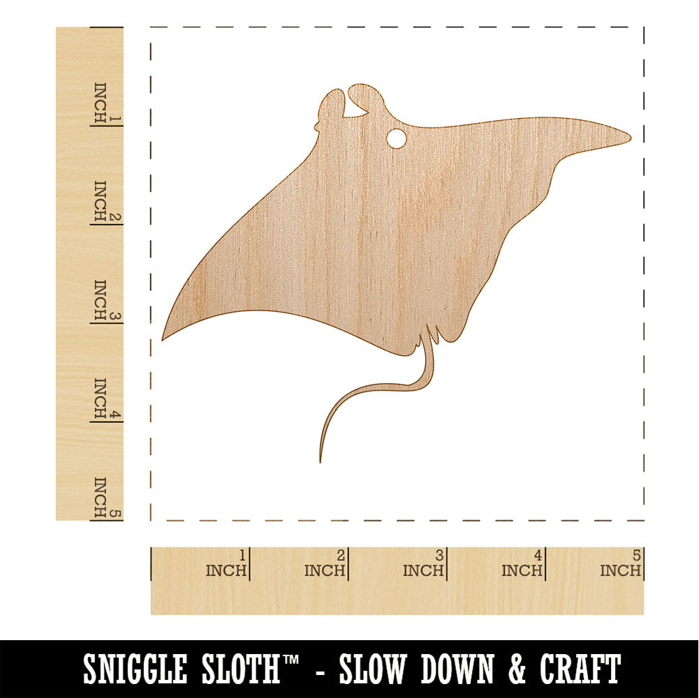 Manta Ray Solid Unfinished Craft Wood Holiday Christmas Tree DIY Pre-Drilled Ornament