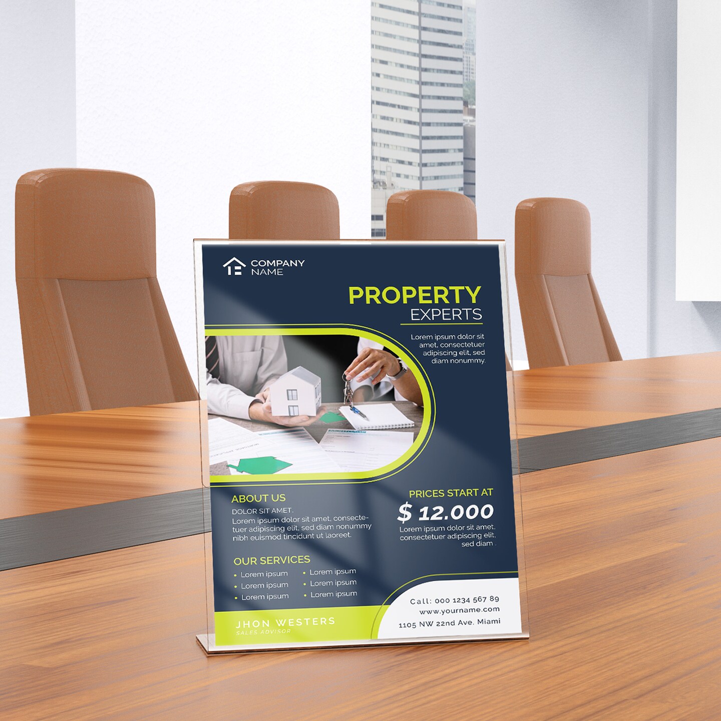 Danoni Clear Acrylic Sign Holder, Document Brochure Display with Vertical Slant - 6 Pack 8.5x11 inches