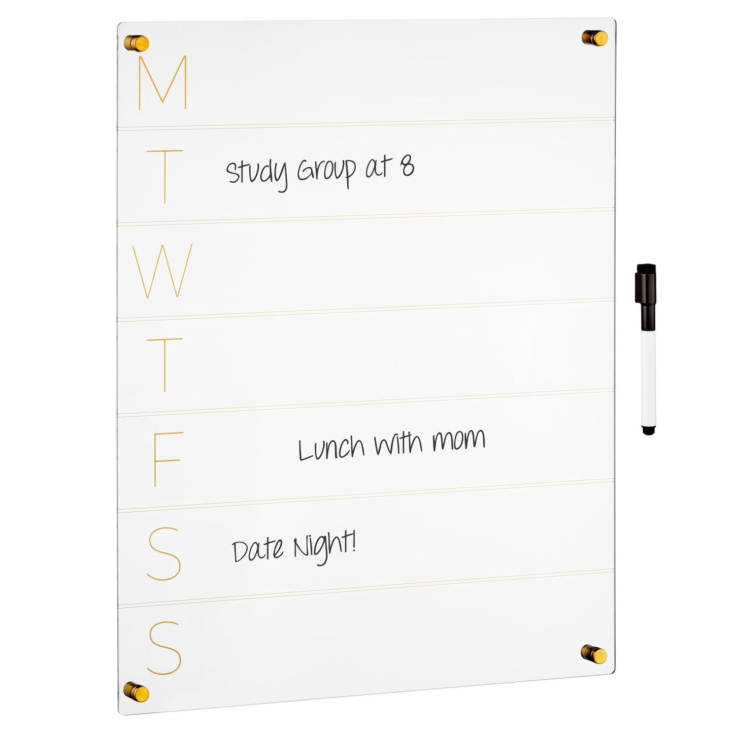 mDesign Day of the Week Wall Calendar Planner with Dry Erase Marker
