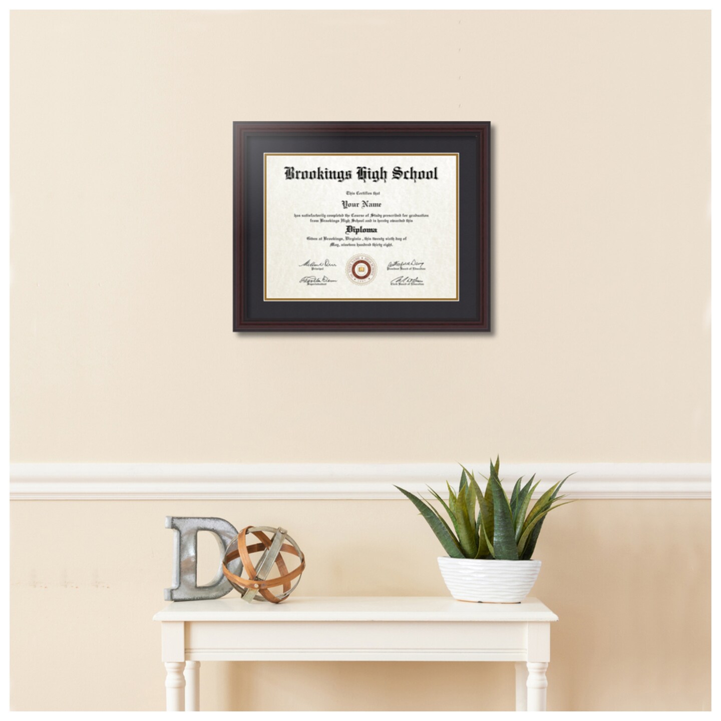 ArtToFrames 12x16 inch Diploma Frame - Framed with Black and Gold Mats, Comes with Regular Acrylic and Wire Hanger for Wall Hanging (D-12x16)