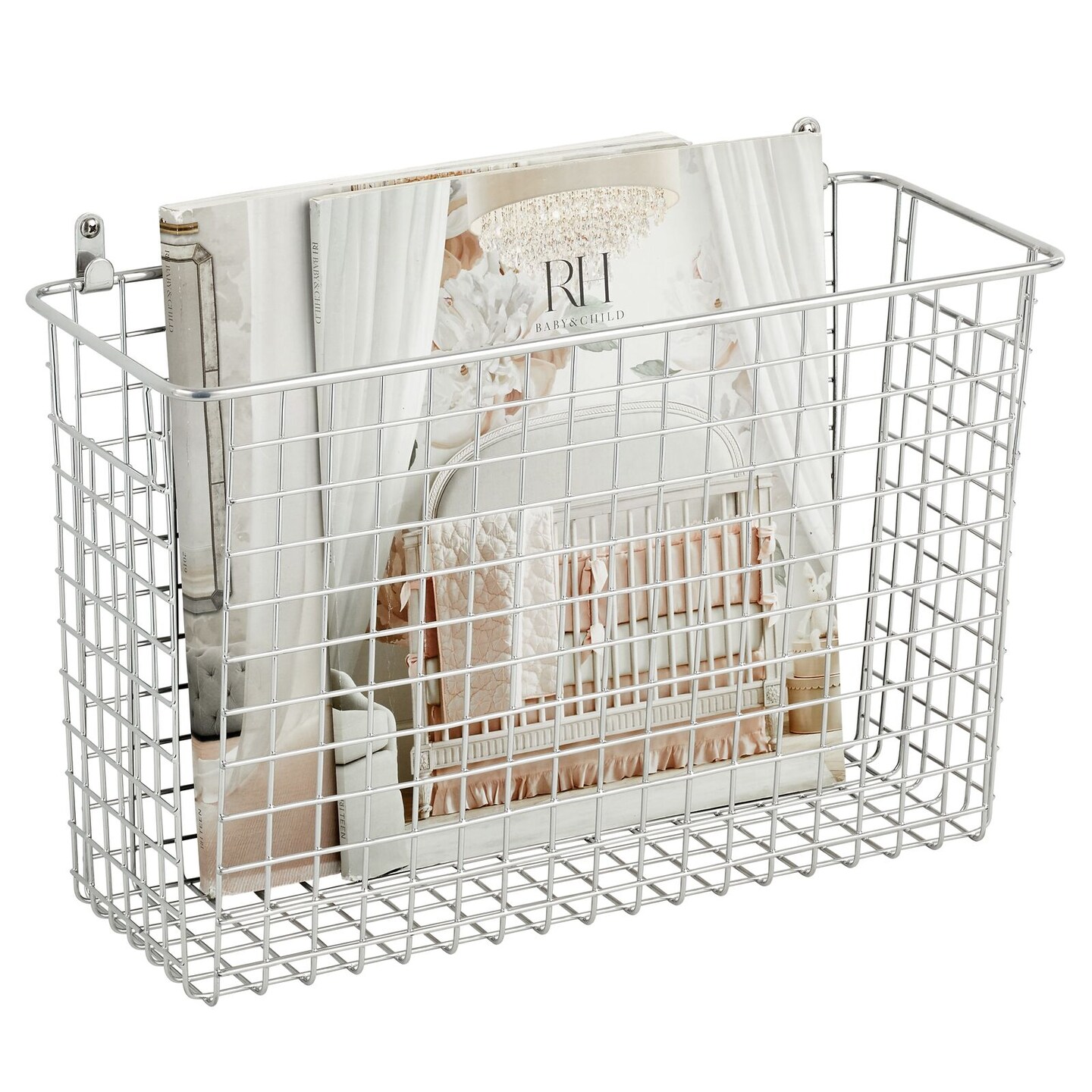 mDesign Metal Wall Mount Hanging Basket Bin for Home Storage, 6" Wide