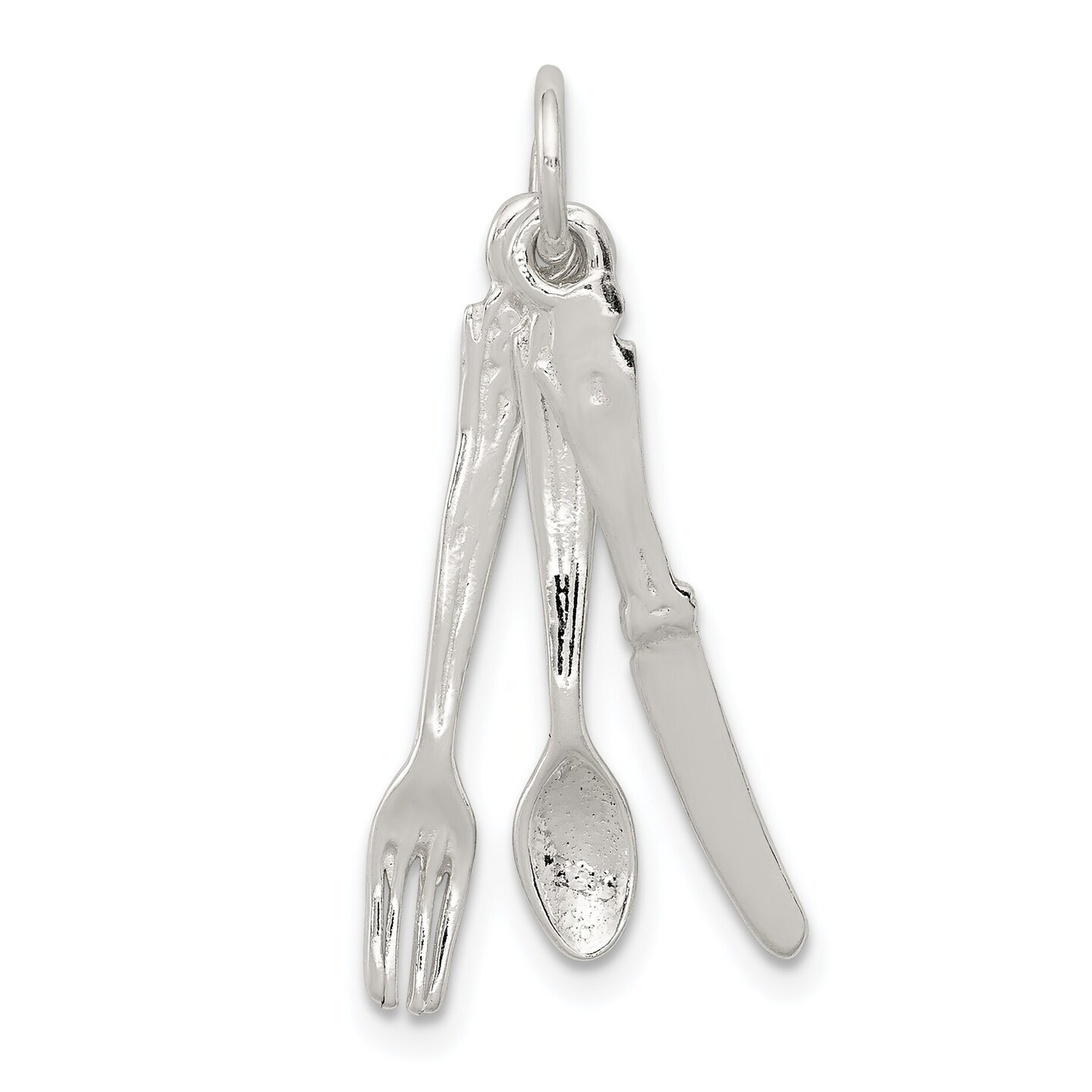 Sterling Silver Knife Fork Spoon Charm &#x26; 18&#x22; Chain Jewerly 29.5mm x 10mm