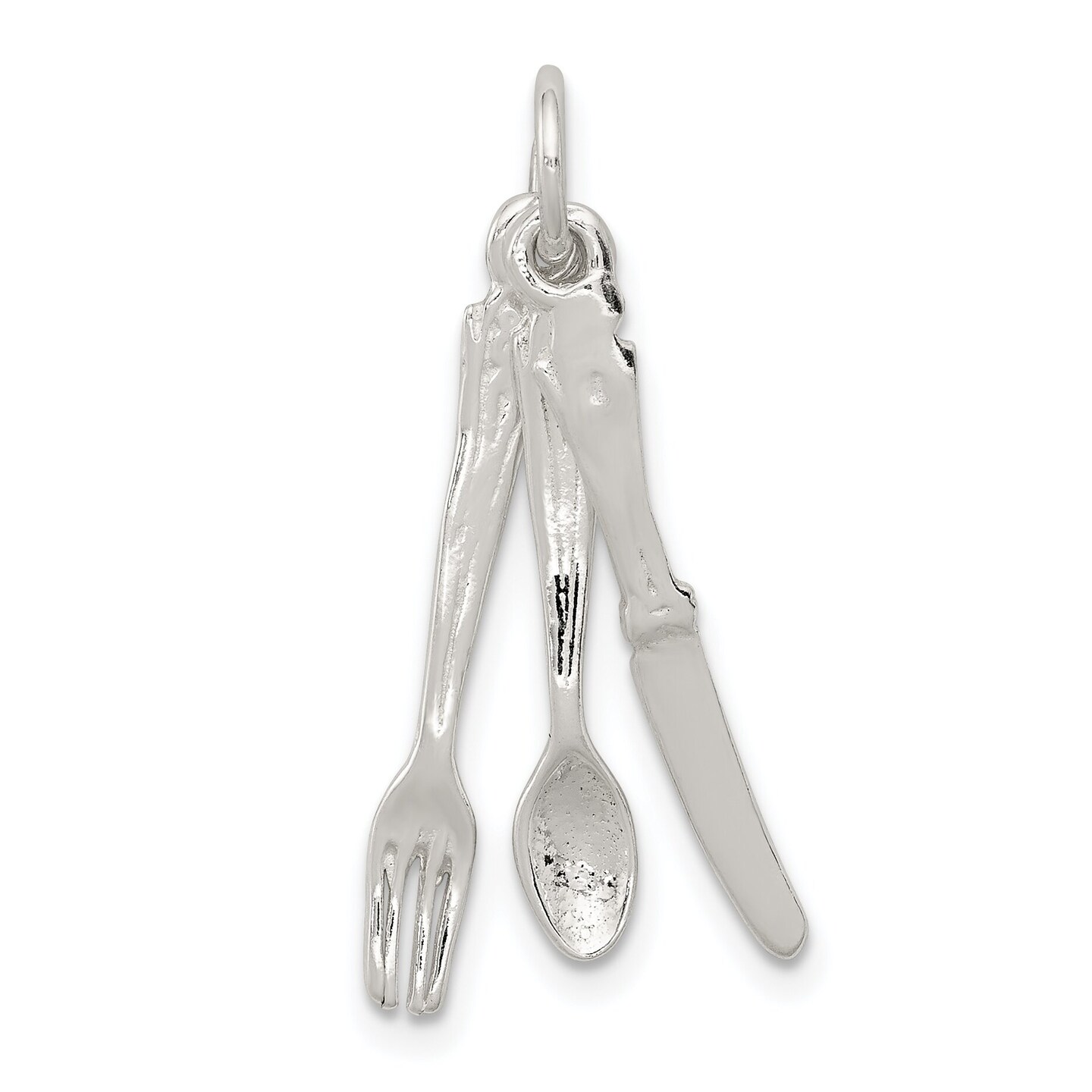 Sterling Silver Knife Fork Spoon Charm Pendant Jewelry 28mm x 10mm