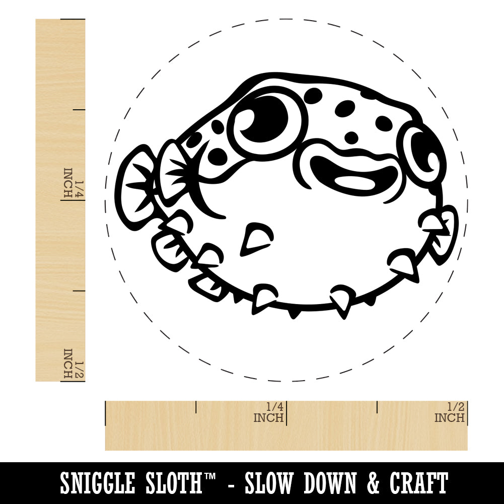 Happy Little Pufferfish Self-Inking Rubber Stamp for Stamping Crafting Planners