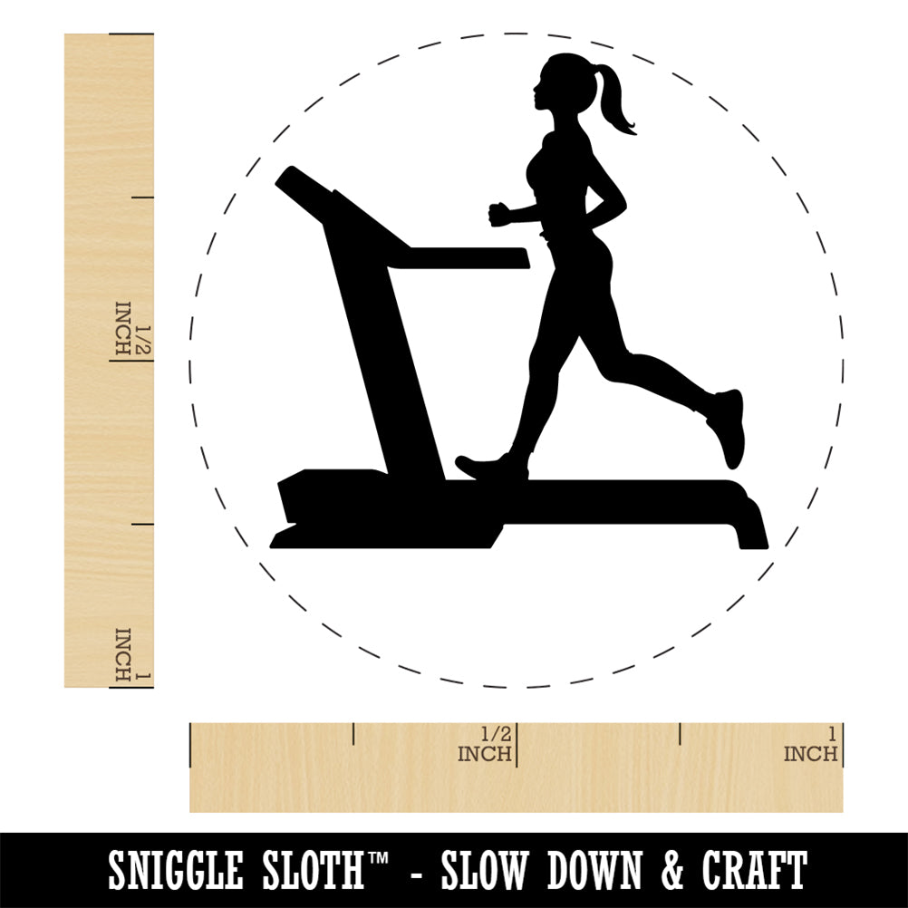 Woman Running on Treadmill Cardio Workout Gym Self-Inking Rubber Stamp Ink Stamper for Stamping Crafting Planners