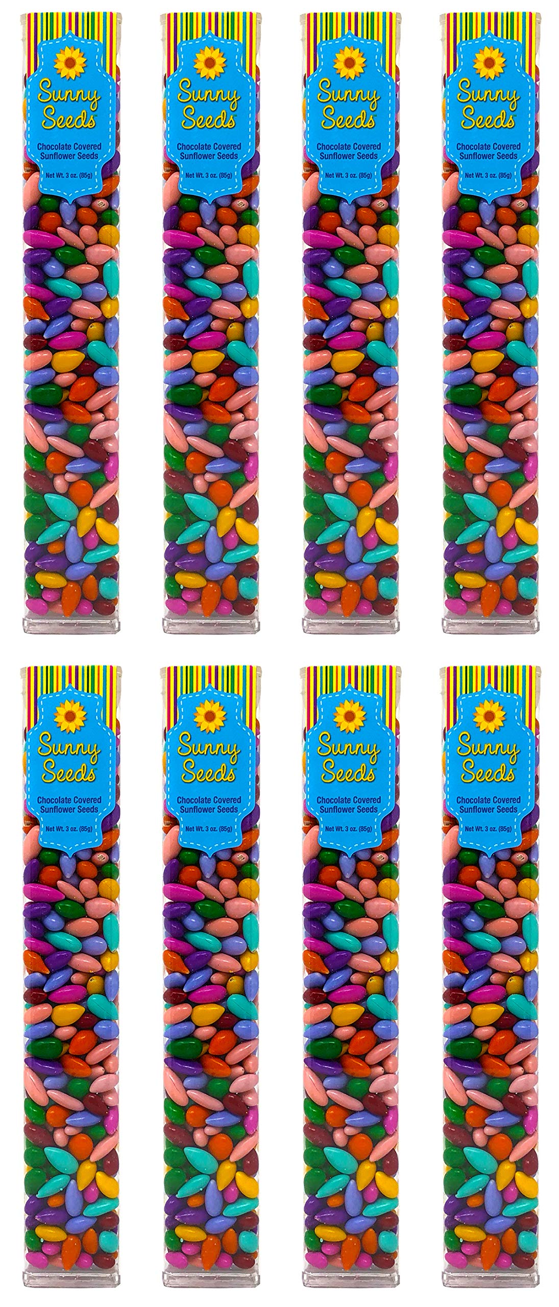Chocolate Covered Sunflower Seeds Multicolored Candy Coated Treats - Rainbow Party Favors (Case of 24)