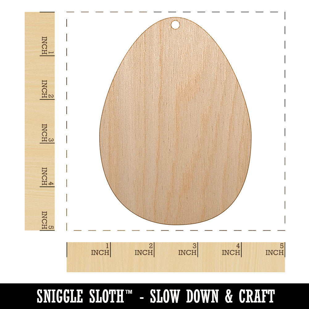 Egg Solid Unfinished Craft Wood Holiday Christmas Tree DIY Pre-Drilled Ornament