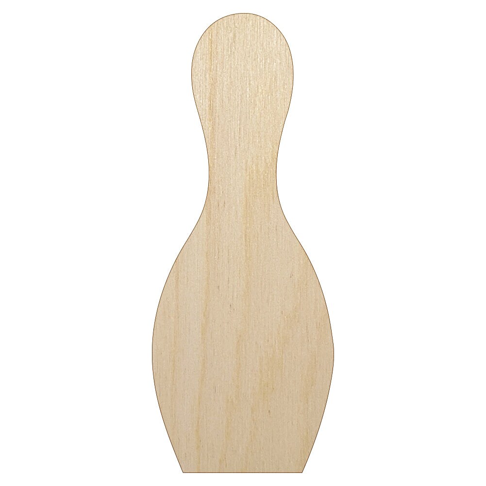 Bowling Pin Solid Unfinished Wood Shape Piece Cutout for DIY Craft Projects